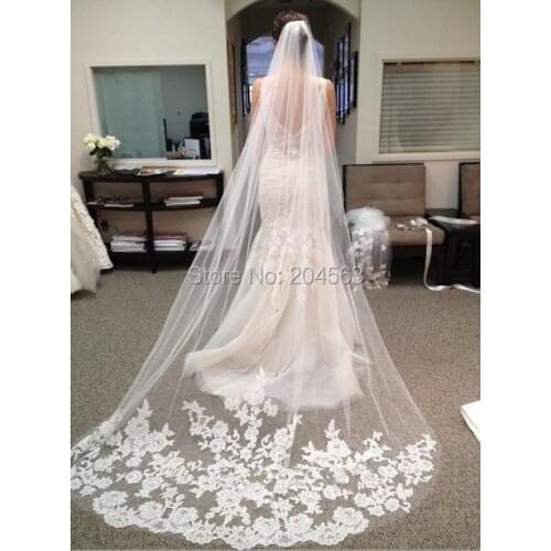 Long White or Ivory Lace Wedding Veil with Comb Wedding