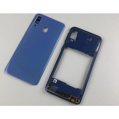 For Samsung Galaxy A40 2019 A405 SM-A405F A405DS Housing Middle Frame+Battery Back Case Rear Cover+Camera Lens +Sticker+ Logo