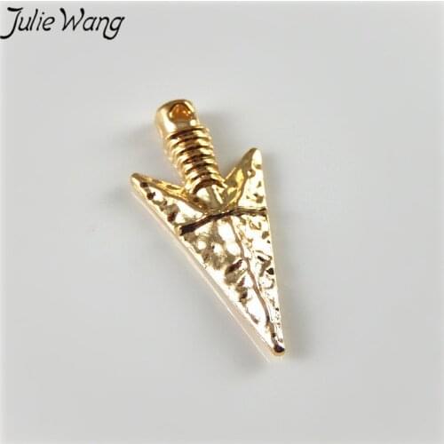 Julie Wang 10pcs/pack KC Gold Alloy Dagger Knife Sword Shape Fashion Pop Style Necklace Pendant Jewelry Accessories DIY