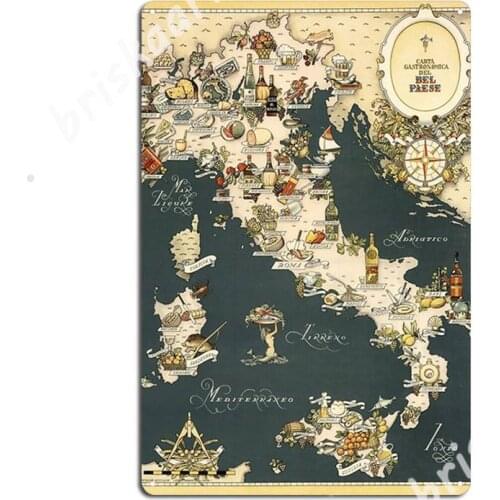 Gastronomic Map Of Italy 1949 Metal Signs Club Cinema personalized Wall Decor Tin sign Posters