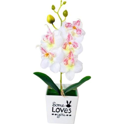 Artificial Butterfly Orchid Bonsai Fake Flower with Pot Home Furniture Decor Artificial Flowers In Pot For Widding Home Decor