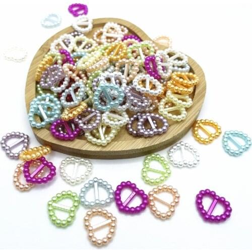 50pcs/pack 14*16mm colorful heart Shape Craft ABS Resin Flatback Half Round Pearls Flatback Scrapbook Beads For DIY