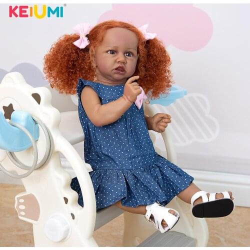 KEIUMI 57 CM Reborn Baby Dolls Full Body Silicone New Style Accessories Free Fast Delivery For Children Birthday Present