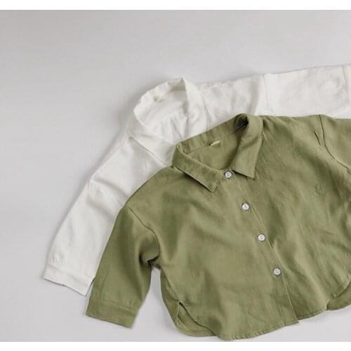Korean Style Spring Autumn Baby Girls Boys Solid Color Long Sleeve Shirt Kids Cardigan Coat Children Clothing Kids Shirt
