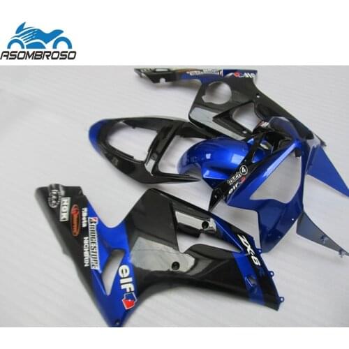 Injection molding Motorcycle plastic racing for Kawasaki Ninja ZX6R fairing kit 2003 2004 black blue fairing set zx6r 03 04 GV61