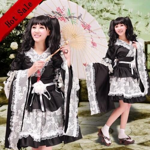 Sweet Japanese Kimono Lolita Uniform Meidofuku Maid Dress Outfit Women Anime Halloween Cosplay Costumes Custom Made