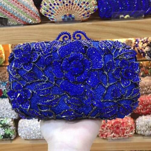 Fashion Green/Red/Blue Rhinestone Gemstone Clutch Bags High Quality Lady Party Crystal Chain Shoulder Handbags Messenger Bags