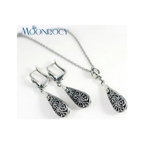 MOONROCY Free Shipping for Women Fashion Vintage Necklace Earrings Jewelry Set Austrian Crystal for women Gift