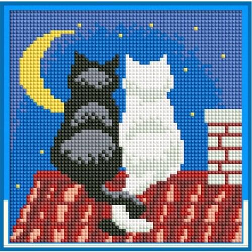 Black and white cat 5D DIY diamond paintings full drill kit cartoon animal pattern cross stitch mosaic embroidery set home decor