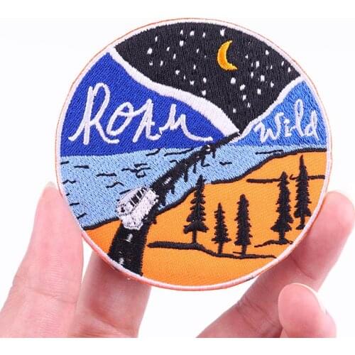 Mountain Space Patches On Clothes Outdoor Adventure Embroidery Patches For Clothing Hiking Travel Explore Nature Fusible Patch