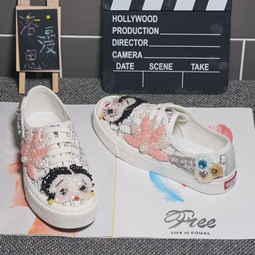 2021 new heavy industry rhinestone black and white plaid canvas tide brand low-top sports casual shoes women