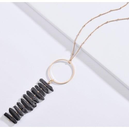New Arrival Jewelry Natural Metallic Quartz Stone Pendant Statement Necklaces for Women
