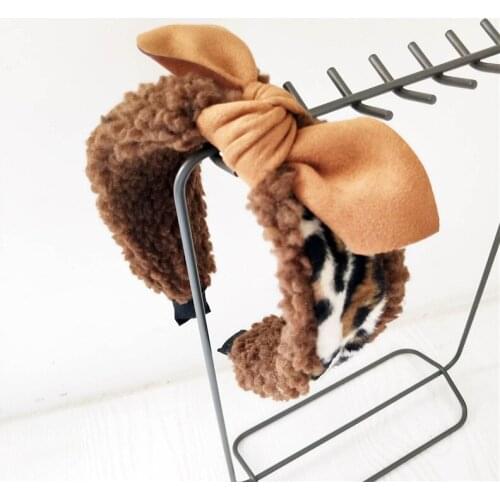 Fashion Lambswool Bow Hairband Simple And Generous Leopard Hair Ties Autumn And Winter Style Hair Accessories For Women