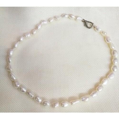 14'' 15'' 16'' 30'' 50'' 35cm 200cm 10mm white baroque freshwater pearl Necklace Simple clasp Woman Jewelry irregular pearl