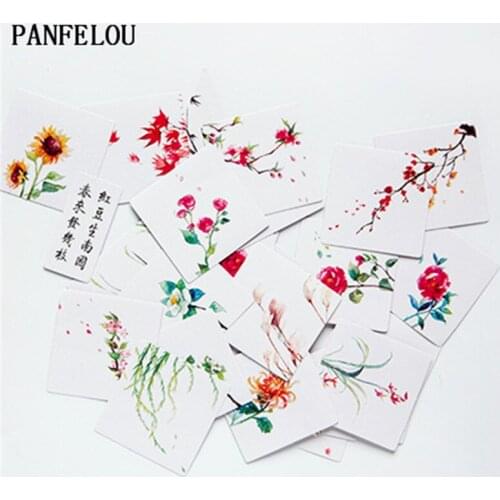 PANFELOU 1bag=40PCS flowers The sealing paste adhesive paper stickers Hand account Scrapbooking DIY Album book cards