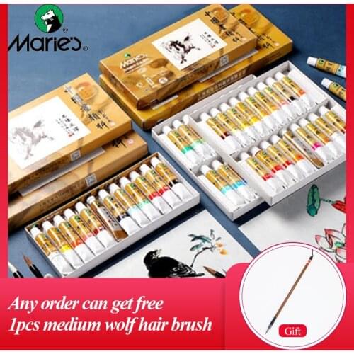 Maries Chinese Painting Pigment 5/12ML 12/18/24/36 Colors Ink Painting Paste Water Color Pigment Students/Beginners Supplies