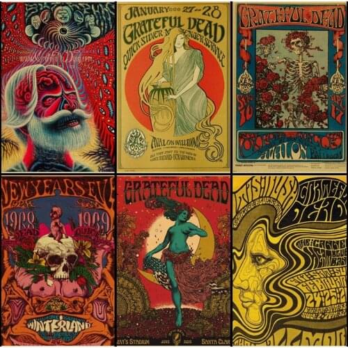 Psychedelic Rock Band Canvas Posters Print Wall Art Paintings Pictures for Modern Home Coffee Bar Wall Decoration (No Frame)