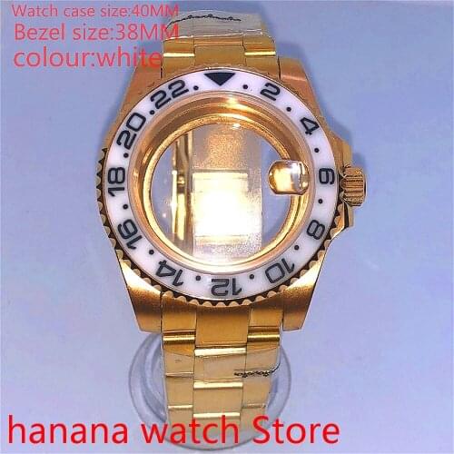 Suitable for pearl automatic winding 40mm sapphire glass transparent back gold box series, with rotating white