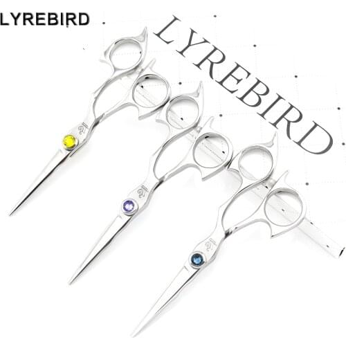 Professional hair shears 440C 5 INCH Yellow stone Purple stone Blue stone Japan hair scissors Lyrebird HIGH CLASS NEW