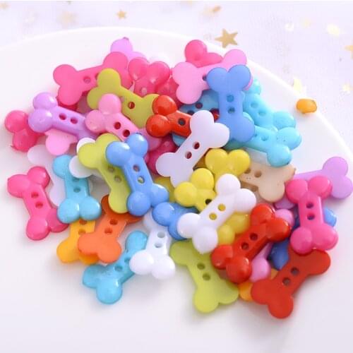 50Pcs Dog Bones Shape Resin Buttons 2 Hole Mixed Color Scrapbooking Clothes Decorative Button Apparel DIY Sewing Accessories
