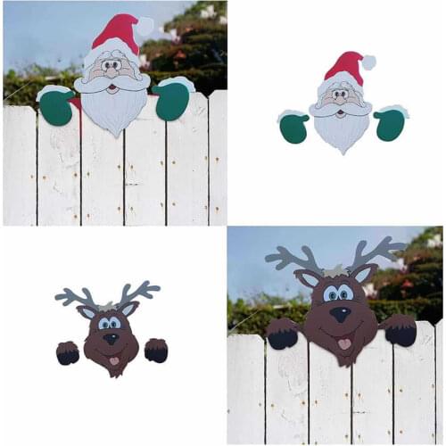 Christmas Theme Animal Fence Garden Top Decoration Santas Elk Ornaments Lawn Garden Ornaments Christmas Decorations