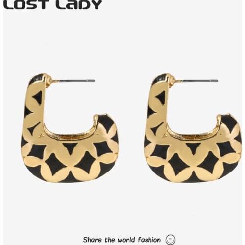 Lost Lady Fashion Geometric Stud Earrings Bohemian Goth Statement Earrings for Women Beach Jewelry Accessories Wholesale