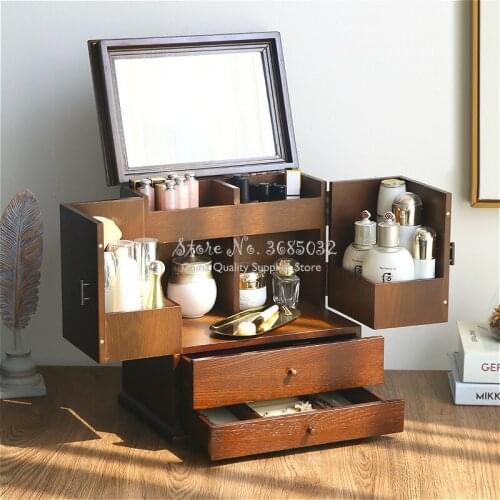 Creative Solid Wood Jewelry Box Home Retro-european Princess High-grade Earrings Jewelry Receiving Box Organizer 36*24*30cm