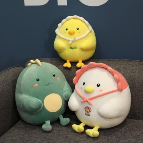 23cm/30cm Cute Fat Dinosaur Plush Toy Stuffed Animal Soft Plushie Cartoon Chicken Pillow Doll Toys for Children Girls Gift Decor