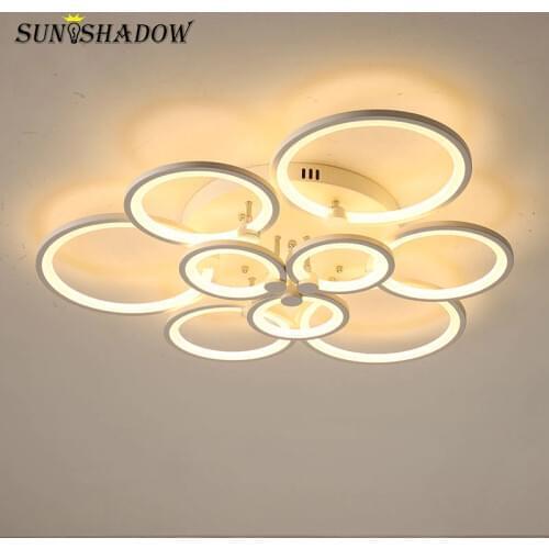 Modern Led Chandelier For Living room Dining room Bedroom Luminiares White&Black Chandelier Lighting 9 Circle Light Fixtures