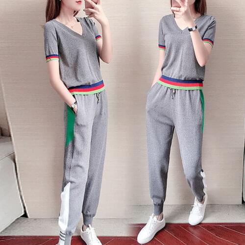 Sports Suit Womens Summer New Style 2021 Fashion Western Style, Loose and Thin, Casual Short-sleeved Two-piece Women
