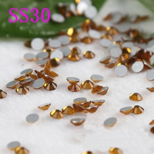 SS30 Gold 288pcs strass non hotfix flatback stones for wall sticker,wedding decorations