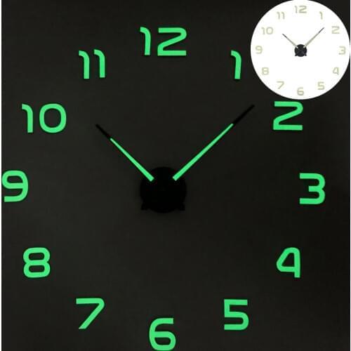 Luminous Wall Clock Modern Design Watch Digital Large Big 3D DIY Home Decor Luminous Wall Clocks Mirror Sticker New Arrival