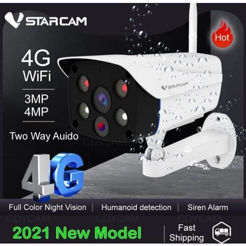 Vstarcam 4G SIM Card IP Camera 4MP 3MP HD Wireless Outdoor Security Bullet Camera Color Night Vision CCTV Onvif Two Way Audio