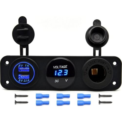 Triple Function Dual USB Charger LED 12V Outlet Power Socket For Car Boat Marine Digital Devices Mobile Phone Table