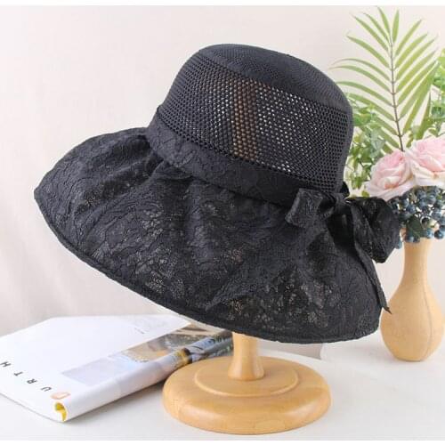 Wedding Hats for Women Hollow Lace Elegant Bowknot Mesh Sunshade Foldable Hats Wedding Accessories Bridal Headwear