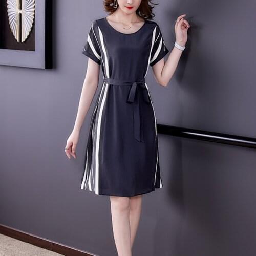 Summer Women Fashion Striped Print Dresses 2021 Casual Vintage 3XL Plus Size Midi Dress Sundress Elegant Bodycon Party Vestidos