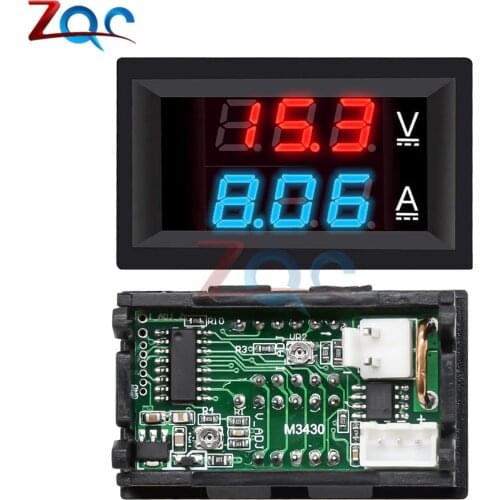 0.28" Dual LED Display Mini Digital Voltmeter Ammeter DC 0 -100V 10A Panel Amp Volt Tester Voltage Current Detector with Wire