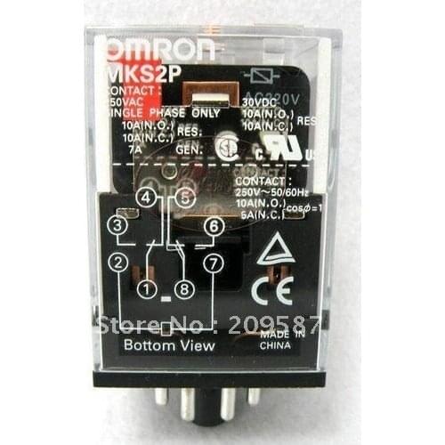 1 set MKS2P DC 24V Power Relay 8-Pin 2NO 2NC 10A 250VAC DPDT With Base