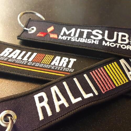 1pcs RALLIART for Mitsubishi JDM Car Keychain Embroidery Keytag Keyring Key Fobs Jewelry