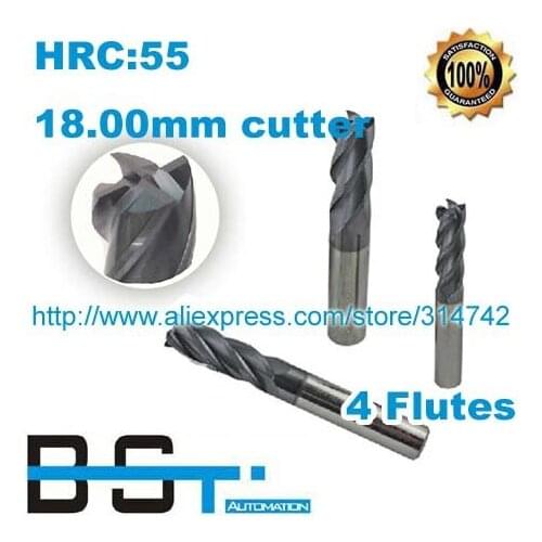 18.00mm 4 Flutes HRC 55 AlTiN coating Tungsten Steel Flat-Bottom Milling Cutters 18mm Solid End Mill for METAL WORK
