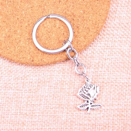 20pcs flower rose Keychain 25*17mm Pendants Car Key Chain Ring Holder Keyring Souvenir Jewelry Gift