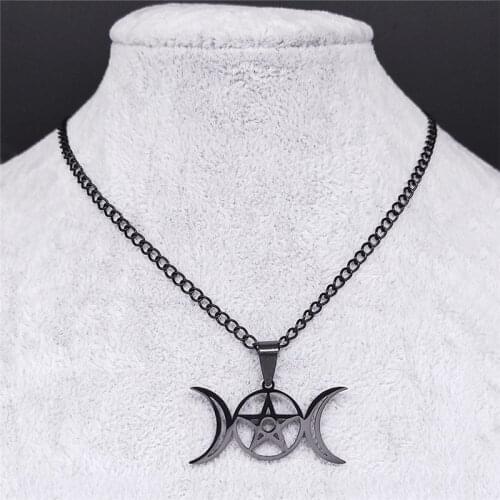 2021 Witchcraft Sun Moon Stainless Steel Choker Necklace Women Black Color Chain Necklaces Jewelry colgantes mujer N4442S03