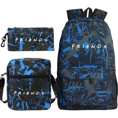 3 Pcs Set Friends Backpack School Bags Prints Knapsack for Teenagers Girls Boys Travel Bagpack Children 3pcs Teenager Backpacks