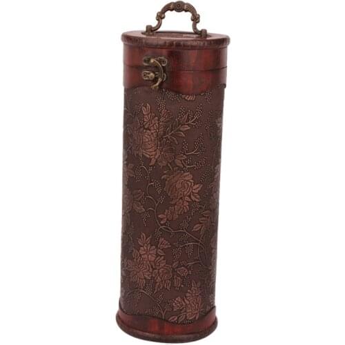 32.8x11.5cm Ancient wine box decorative wood vintage wine case bottle cover cylinder wine storage box present gift