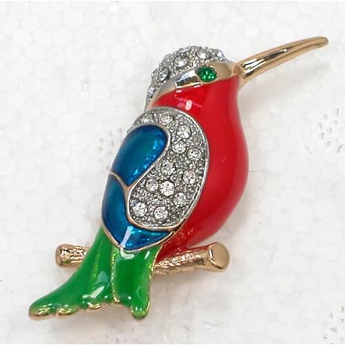 Rhinestone Bird Pin brooches Enamel brooch Fashion Jewelry gift C2137