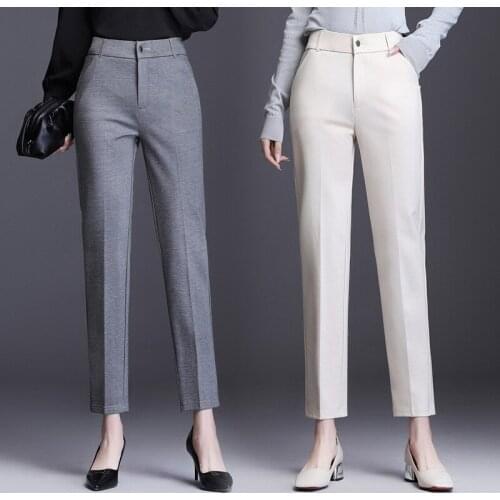 Women Autumn Slim Casual Pants Work Wear Career Stretch Pants Oversized Straight Pants Women Winter Formal Trousers 5XL 7XL 9XL