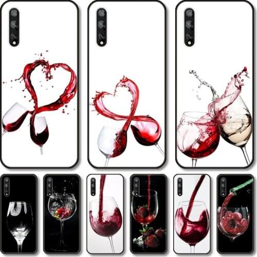 Red wine glass Phone Case For Huawei Y 5 6 7 8 9 A P S Pro 2020 2019 Black Shell Cover