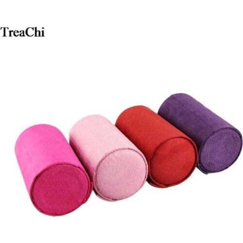 Cylinder Shaped Flannel Jewelry Organizer Box Soft 3 LayerPractical Choker Makeup Ring Earring Storage Carring Casket expositor