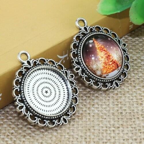 Zinc alloy Bohemian style Necklace Pendant 5pcs 20mm Inner Size Cameo Cabochon Base Base Tray Bezel Blank A0028