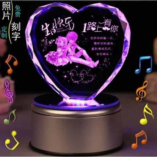 Explosion love bluetooth crystal music box to send male and female friends creative ornaments crafts souvenirs birthday gifts
